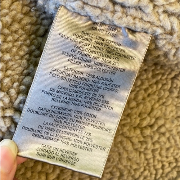 Levi's Shearling Sherpa Double Lined Hooded Neutral Military Utility Jacket XXLT - Picture 11 of 13